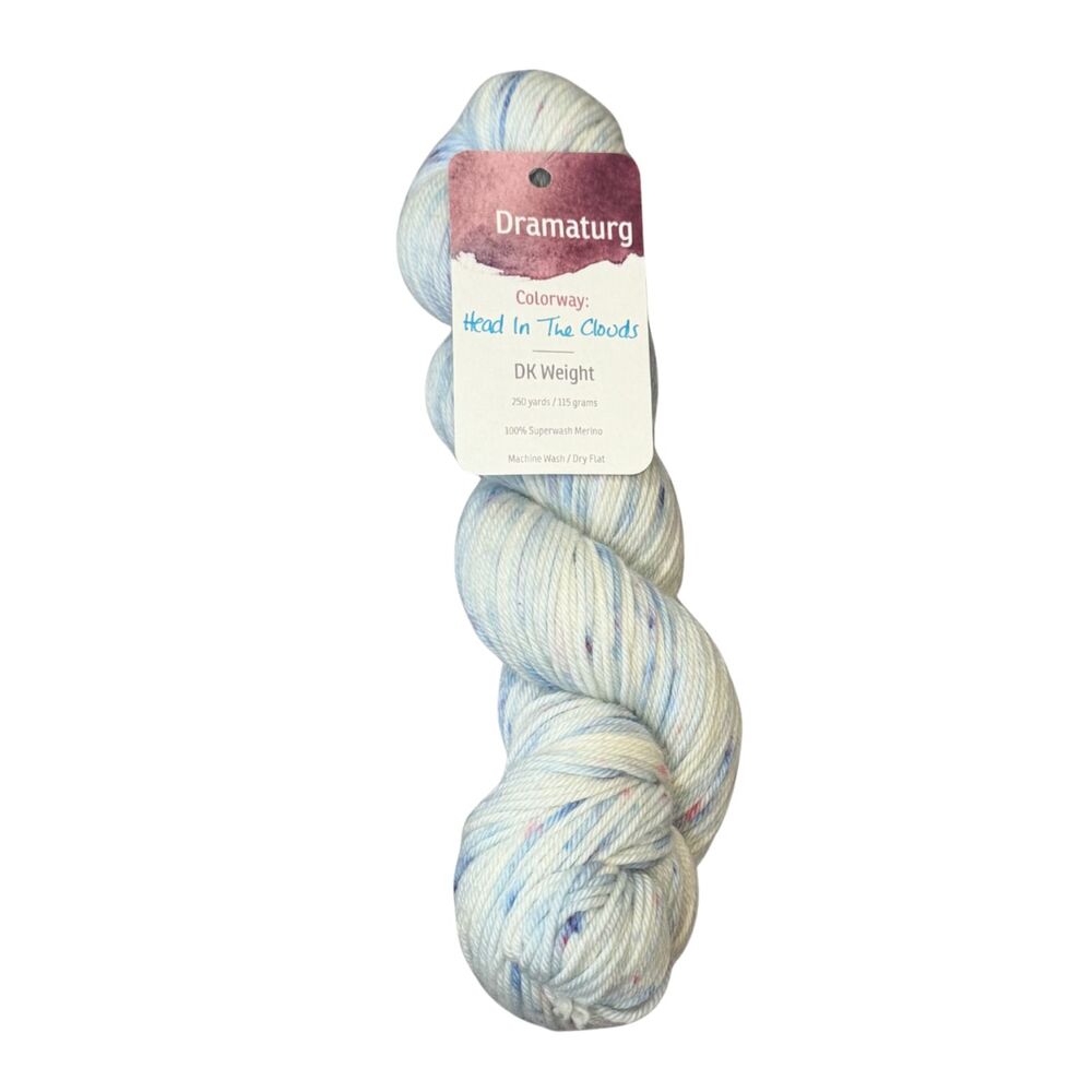 Leading Men Fiber Arts DK Wt Head in the Clouds Blue White Merino Yarn 250 yds